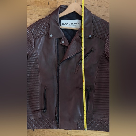 Boda Skins Men’s Brown Leather Moto Jacket - Picture 7 of 10
